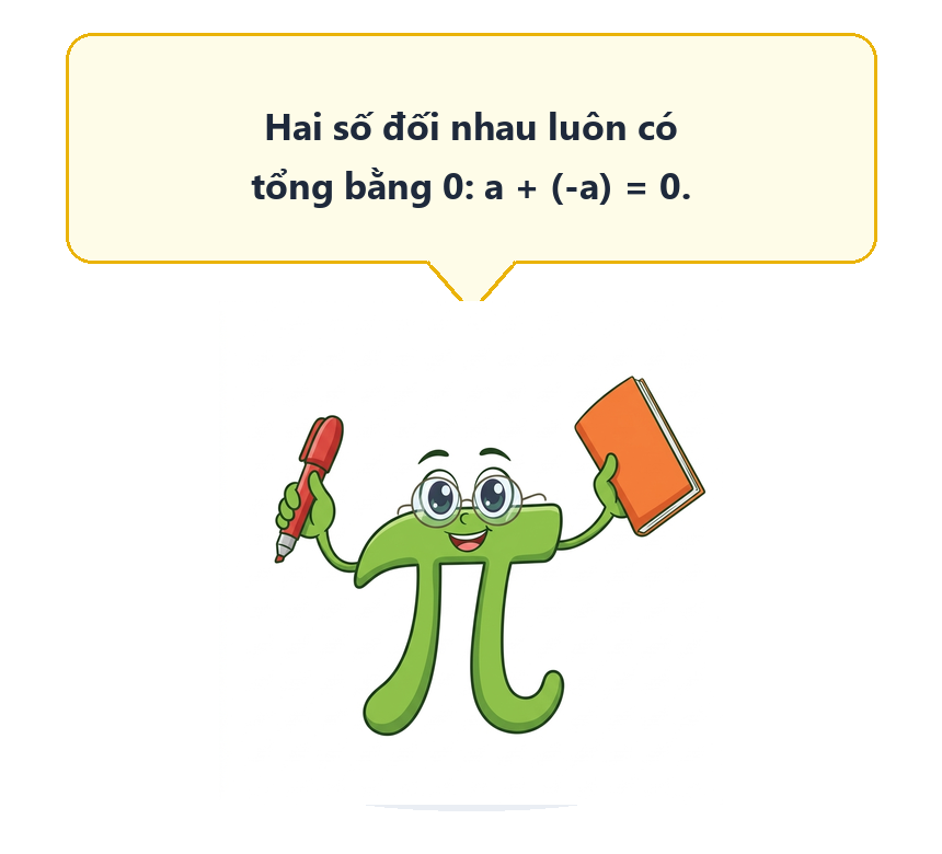Chú Pi nhắc nhở hai số đối nhau
