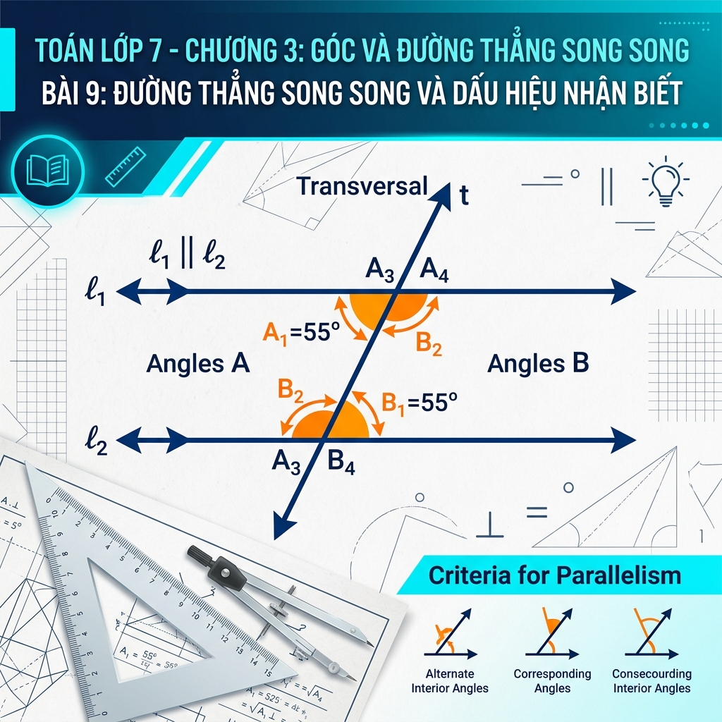 Banner Bài 9: Hai đường thẳng song song và dấu hiệu nhận biết