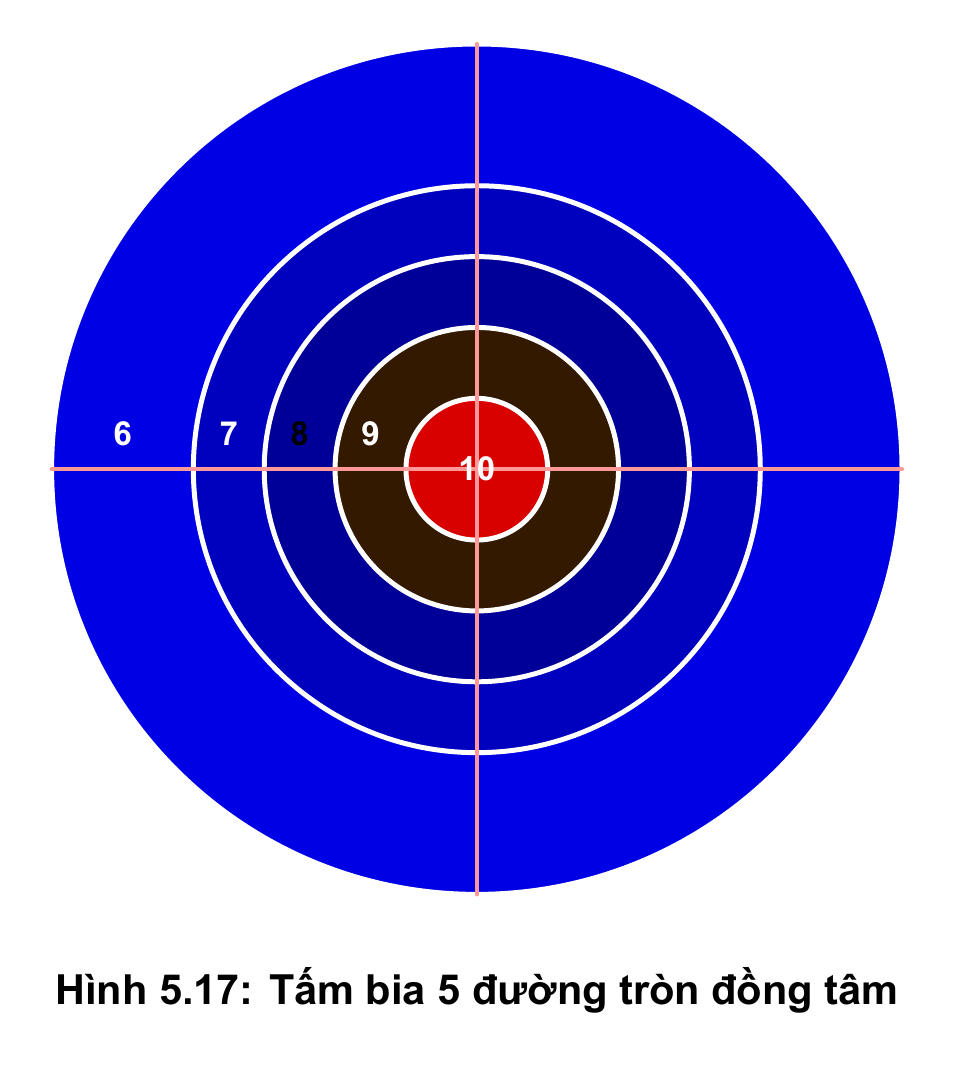 Hình 5.17: Tấm bia 5 đường tròn đồng tâm