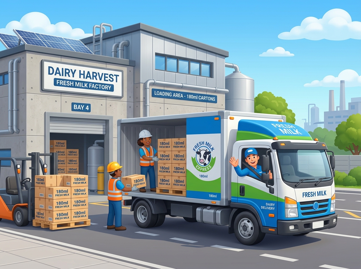 Xe tải chở sữa tươi đến nhà máy